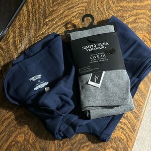Vera Wang cotton leggings. Heavyweight, brushed lining. Gray. Navy. 2X NWT